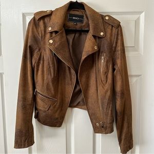 Faux suede biker jacket